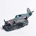 Miniatyrbillede 1 af 7: Harpiks Akvarium Militær Thunderbolt Jagerfly Vrag Akvarium Fiskekum Ornament Dekoration