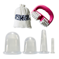 Miniatyrbilde 1 av 8: 4 stk Vakuumkopper + Massasjevals Silicone Cupping Set, Ansikts-