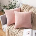 Set med 2 dekorativa kuddfodral, 45x45cm Rosa, Ribbad Soffa Mjuk