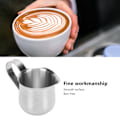 Miniatyrbilde 7 av 8: Melkeskumkanne i rustfritt stål, ergonomisk melkeskumkopp, kanne for dampende melk til kaffe, 2 oz