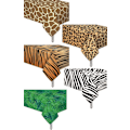 Miniatyrbild 1 av 6: Rektangulär Bordsduk, Plastduk För Zoo Djungel Safari Temafest, Djurmönster Med Leopardmönster, Temafödelsedagsfester
