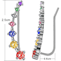 Miniatyrbilde 2 av 4: Blingsohrmansjetter 7 Krystaller 925 Sterling Sølv Hypoallergen
