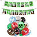 Miniatyrbilde 1 av 5: 19 deler Minecraft festballongsett - 18 luftballonger + 1 flaggtrekkflagg