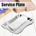 Miniatyrbilde 5 av 6: 5 stk Rektangulære Serveringsfat i Rustfritt Stål for Snacks, Desserter og Håndklær med Blonderkant, Stor Størrelse