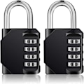 Miniatyrbild 2 av 6: Väderbeständig Design 4-siffrig Kombinationslås, Återställningsbart För Förbättrad Säkerhet, Bekvämt Portabelt Robust Zinklegeringshänglås, Svart, 2-pack