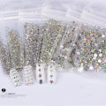 Miniatyrbild 4 av 7: 12093 stycken/10 påse Kristaller Nagel Strass Runda pärlor Flatback Glas Charms Ädelstenar, 10 storlekar för Naglar Dekoration Smink Kläder Skor white