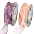 Miniatyrbild 1 av 5: 2 rullar 4 cm bred transparent organza-band - 20 meter för presentinslagning, buketter
