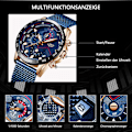 Miniatyrbild 2 av 6: Herrmode Business Analog Quartz Klassisk Casual Blå Läderklocka