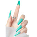 Miniatyrbillede 2 af 5: Neglemanicure stykke fuld klistermærker slid lang ballet falsk negle stykke patch ensfarvet T-negle