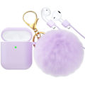 Miniatyrbillede 1 af 7: Airpod-etui, silikone etui med pelsbold nøglering kompatibel
