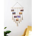 Miniatyrbild 4 av 6: Makramé Väggbonad, Boho Tonårsrumsinredning med Bildram Collage Tavla, Handvävd Konst för Inomhusutrymmen, 43 cm B x 69 cm L