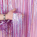Miniatyrbild 1 av 5: Glittergardin i folie med fransar, 4 stycken, 1x2,5 m
