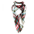 Miniatyrbillede 1 af 5: Dame Fall Winter Plaid Trekant Sjal Sjal Klassisk Kvast