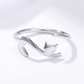 Miniatyrbild 1 av 5: Justerbar öppning för slät silver med minimalistisk katt silverring