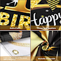 Miniatyrbillede 5 af 5: Fødselsdagsfest Dekorationer Ultra Sort Guld Logo Poster Jubilæum