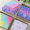 Miniatyrbild 5 av 5: 12 stycken sjöjungfru presentpapper - rosa*2+regnbåge*2+havsblå*2+lila*2