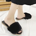 Miniatyrbillede 5 af 5: Dames Slides Åbne Tå Fluffy Tøfler Med Hvælvstøtte Plantar