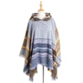 Miniatyrbillede 1 af 5: Dame Plaid Hættekappe Sjal Tæppe Poncho Hætte Kappe