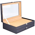 Miniatyrbild 1 av 2: 24/36 Slots Fountain Pen Hållare Trä Showcase Hållare Förvaring Fountain Pen Organizer, Läder+flanell, Transparent Topp Display (svart, 24 Bits)24/36 Slots