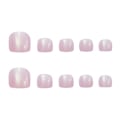 Miniatyrbillede 2 af 3: Glansede Pink Tånegle Press-on Negle Nud Farve Kvadratisk Pedikyr Falske Tånegle Glitter Sekvens Akryl Falske Tånegle Spidser til Kvinder og Piger