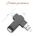 Pikkukuva 4 / 5: Puhelinmuistitikku USB 3.0 Type C 2-in-1 Metalli Kääntyvä Kannettava Flash-asema Tableteille Kuvien Tallennukseen Musta 128 Gt