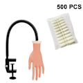 Miniatyrbild 1 av 5: Nagelövningsmodell Hand, Nageldisplay Manikyr Tillbehör, Flexibel Rörlig Falska Falska Händer för Övning Används för Manikyrträning Med 500 st Falska