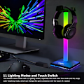 Miniatyrbild 7 av 8: RGB Gaming Headset Stativ Typ C USB LED Hörlurar Hållare för Skrivbord Desktop Stämningsbelysning