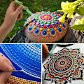 Miniatyrbilde 3 av 5: 32 deler Mandala Dotting Tools Stencilsett med glidelåspose, for maling av steiner, tegning, barnehåndverk, neglekunstforsyninger