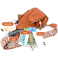 Miniatyrbild 5 av 6: Slingväska för kvinnor Boho bröstväska, Crossbody-väska, bröstficka med bred rem för kvinnor, läder, liten axelväska med dragkedja och axelrem, för