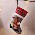 Miniatyrbild 2 av 7: Strumpeband av linne för jul, rustika 3D-jultomtedekorationer, 3 stycken högkvalitativa tygstrumpor med robusta hängöglor för julglädje