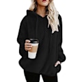 Miniatyrbilde 1 av 5: Dame Fuzzy Hoodies Genser Koselig Oversized Lommer Hetteskjorte