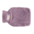 Miniatyrbilde 2 av 5: Plush Varmtvannflaske 1000ml Bred Munn Anti-Skli Tekstur Varmtvannflaske med Vaskbar Myk Plush Deksel for Skole Kontor Lilla
