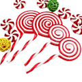 Miniatyrbild 6 av 6: Kreativa polkagrisar, julgransdekorationer med pepparmint för glädjefylld feststämning, återanvändbara juldekorationer för inom- och utomhusmiljöer (5 stycken)
