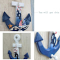Miniatyrbilde 2 av 5: 28cm Tredekorasjon Anker, Nautisk Stil, Middelhavsdesign