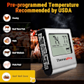 Miniatyrbild 2 av 8: Smart Kötttermometer, Ugnssäker med LED-display, Rostfri Sond Läser Av Temperaturen Omedelbart, Kabelanslutning för Säker Användning i Ugn, Hög Noggrannhet