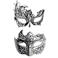 Miniatyrbild 1 av 5: 1 set av ögonbindel mask par - horn phoenix - järn silver set