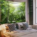 Miniatyrbild 3 av 5: Nature Tapestry Misty Tree Tapestry Jungle Creek Psychedelic