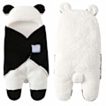 Miniatyrbild 2 av 7: Söt Panda Design Babyfilt, Andningsbar Inslagning för Nyfödda, Allergivänlig Kashmirblandning, Justerbar för 0-6 Månader, Multifunktionell i Svart