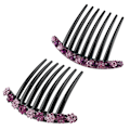 Miniatyrbilde 1 av 5: 2 stk. 7-tanns hårkammer med rhinestones og blomstermønster