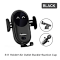 Miniatyrbillede 2 af 5: Trådløs Bilopladerholder, Sød Biltelefonholder, Automatisk Klemning Luftventil Instrumentbræt Smart Telefonholder (Sort)