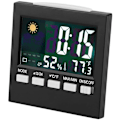 Miniatyrbild 2 av 6: Bärbar Klocka med Multifunktionell Display, Digital Termometer Väckarklocka för Inom- och Utomhusbruk (Svart)
