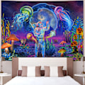 Pikkukuva 5 / 5: Tapestry UV-reaktiivinen Kasvi Meduusa Tapestry Neon Galaxy Avaruus