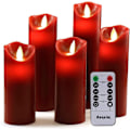 Miniatyrbild 1 av 6: Vattentäta Batteridrivna Ljus, Dekorativa Röda Flamlösa Pelarljus Frostat Plastskal Förhindrar Smältning, Blinkande LED Fjärrkontroll Timer Flameffekt