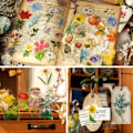 Miniatyrbillede 6 af 7: 100 stk Naturlige Blomsterklistermærker til Scrapbooking Retro Kunst