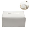 Miniatyrbillede 2 af 5: Vævæskeskrin Cover, Moderne Dekorativ Læder Rektangulær Vævæskeskrin Case Organizer Holder til Kommode, Natbord, Stue - Hvid