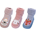 Miniatyrbild 1 av 5: Baby 3 par halkfria golvstrumpor Pojkar Flickor Cotton First Walking Skor Medium Tube Baby Höst Vinter Tecknad Crawling Strumpor 0-3