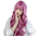 Miniatyrbild 2 av 2: Långvågig Peruk Cosplay Syntetiskt Hår med Genomskinliga Lugg för Kvinnor Dating Dagligt Användning Mjölkig Lavendel