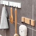 Miniatyrbild 5 av 5: Naturlig Bambu Utrymmesbesparande Klädhängare, Modern Väggmonterad Klädkrok, Trä Väggmonterad, Lätt Att Installera, Kraftig, Fällbara Krokar För