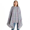 Pikkukuva 4 / 5: Naisten Ruudullinen Hupparihuivi Cape Shawl Poncho
