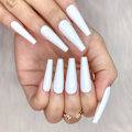 Miniatyrbillede 3 af 6: 24 stk. Dyb Nude Ren Farve Ballerina Lang Kiste Glansende Falske Negle Tryk på Negle Falske Spidser Manicure til Kvinder og Piger